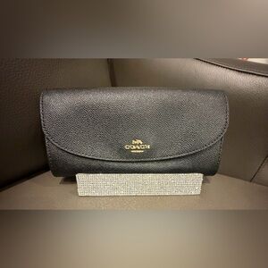 Coach Crossgrain Leather Slim Envelope Black Wallet